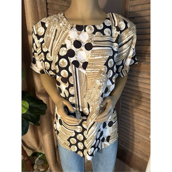Vintage 80’s Geometric Shape Blouse - Picture 1 of 10
